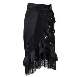 Victorian Black Satin & Lace Floral Ruffles Steampunk Skirt Burlesque Vintage Sexy Skirts Womens Plus Size 6XL Gothic Clothing