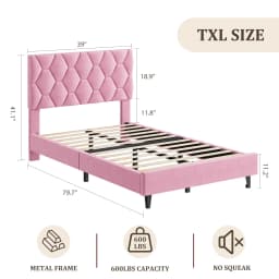 Twin XL Bed Frame Upholstered Platform Mattress Foundation Adjustable Headboard Quiet Heavy Duty No Box Spring Required