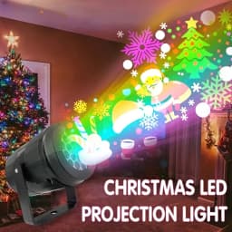 USB Power Christmas Projector Lights LED Fairy Lights 360° Rotating White Snow Projection Lamp for Home Party Xmas Decoration
