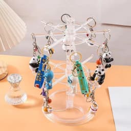 Rotatable Acrylic Display Stand Keychain Jewelry Accessory Holder Earring Necklace Bracelet Chain Storage Organizer
