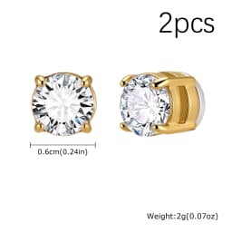 Punk Round Zircon Magnetic Ear Studs Clips Non Piercing Stainless Steel Small Earrings for Women Men Fashion Jewelry 