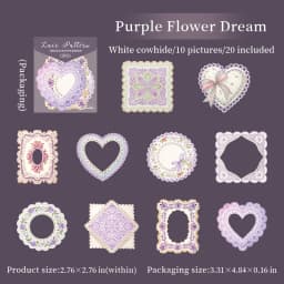 20 Sheets Lace Series Scrapbooking Decorative Stickers for DIY Photo Frame Collage Decoration Craft Supplies