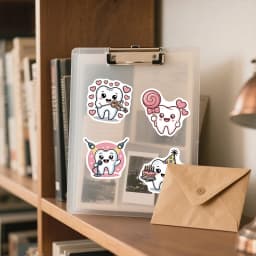 100PCS Tooth Cartoon Graffiti Stickers DIY Notebook Phone Guitar Water Bottle Luggage Helmet Bicycle Notebook Decoration Decals