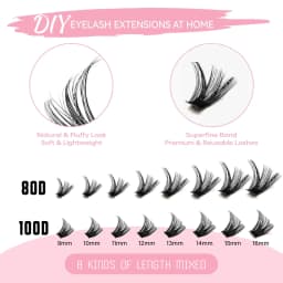 Voluminous Fluffy Cluster Lashes Kit – 200/290/666 Cluster 80D100D Show-Stopping Party Looks! Curated Length Mix