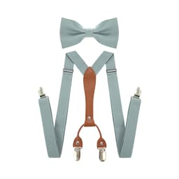 Adjustable Elasticated Y Shape Men Suspenders Bowtie Set Black Elastic Clip-on Braces Belt with Leather Suit Business Wedding