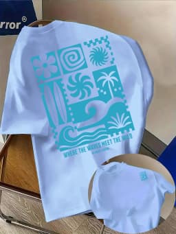 Tropical Beach Themed Graphic Tee for Men Breathable 100% Cotton Perfect for Summer Streetwear and Vacation Vibe