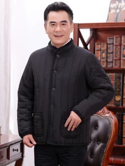 Men's Thickened Fleece Lined Cotton Jacket Winter Outerwear for Middle-Aged And Elderly Casual Fashionable Warm And Windproof