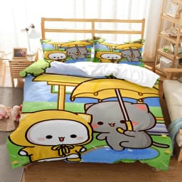 Cute Bubu Dudu Cartoon Bear Panda Duvet Cover Kawaii Bedding Sets Soft Quilt Cover and Pillowcases Single/Double/Queen/King Kids