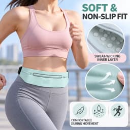 Ultra Slim Running Belt Bag 3 Pocket Reflective Water Resistant Waist Pack Adjustable Sports Phone Holder for Men Women