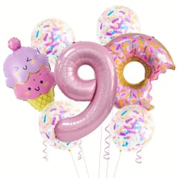 7-Piece Set of Cute Pink Donut Candy Foil Balloons 40inch Ice Cream Themed Birthday Party Scene Decoration Photo Props Indoor and Outdoor Decoration Cool Summer Gifts Anniversary Supplies, Halloween Decorations, Christmas Decorations, Birthday Celebrations, Fun Party Themes, High-Quality Lightweight Balloons, Party Balloon Sets, Event Decorations, Great Gift Options