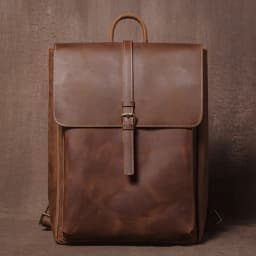 GURO Men's Retro Genuine Leather Backpack Simple Flap Travel Bag Women Natural Cowhide Deluxe Schoolbag Daily Commuter Backpacks