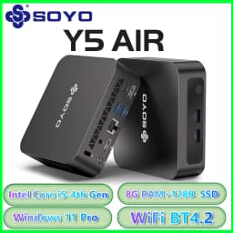 SOYO Mini PC Y5AIR Intel I3 I5 I7 4th Gen CPU 8G RAM 128G ROM HD*2 USB3.0 M.2 Win11Pro/Win 10 Desktop Computer WiFi BT4.2