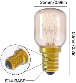 6 Pack Light Bulb T26 E12/E14/E17/E27/B22 25/15W 120V/230V Incandescent Small Edison for Microwave, Oven, Fridge, Salt Lamp