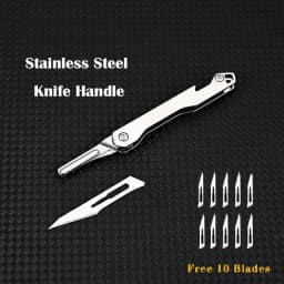 Stainless Steel Fast Open Scalpel MINI Folding Knife Outdoor Survival Camping Portable EDC Tool 10 Blade Free Bottle Opener