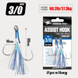 JIGGING PRO Twin Assist Hooks 1/0 2/0 3/0 4/0 Double Barbed BKK High Carbon Steel Fishing Hook With Glow Feather Jigging Hook