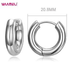 100% Real 925 Sterling Silver Earrings Statement Heart Star Square Round Geometric Hoop Flexible Earwire Leverback Women Jewelry