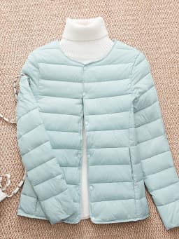 Autumn Winter New round Neck down Cotton Jacket Lightweight Women's Warm Inner Liner Fashionable Cotton Coat Short Style