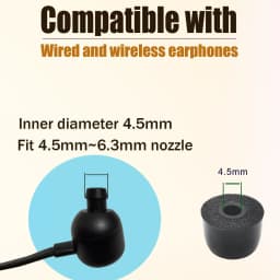 Replacement Memory Foam Ear Tips for 4.5mm Connect Hole S/M/L EarPlug Soft Foam Earbud Tips for in-Ear Headphones Ear Pad Cover