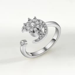 SMJEL Fidget Spinner Ring Anxiety for Women Multiple Crystal Flower Eye Butterfly Animal Ring Rotate Anti Stress Wedding Jewerly