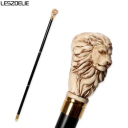 93cm Lion-Head Resin Walking Stick Detachable German Beech Wooden Canes Men Women Fashionable Party Decorative Walking Sticks