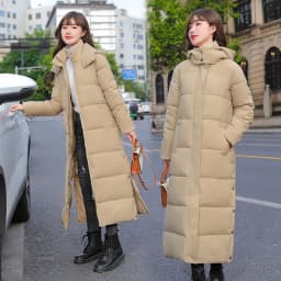 Black Hooded Jacket Coat 2026 Winter Female Thicken Medium Length Down cotton Loose Coats Women's Windproof Long Parka Overcoat