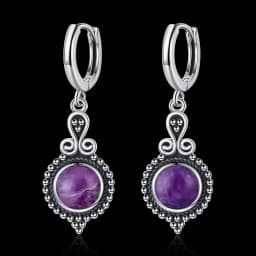 New Elegant Natural Kyanite Silver Drop Earrings for Women Vintage Jewelry Wedding Engagement Hoop Earrings Gifts