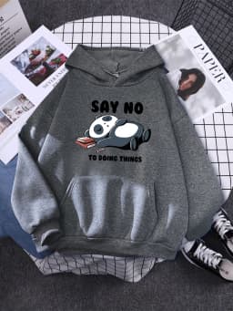 Hoody Sleeping Panda Says No Printing New Womens Hoodie Oversized Warm Female Hoodies Streetwear Fashion Sweatshirts For Women