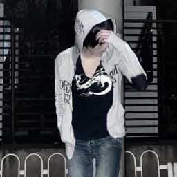 Men's Dark Punk Waste Land Sweatshirt Dragon Pattern Zipper Jacket Visual Culture Subculture