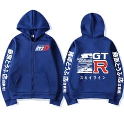 Anime Initial D Drift AE86 Zipper Hoodie Casual Vintage Zip Up Hooded Sweatshirts JDM Car Oversized Hoodies Cardigan Jacket Coat