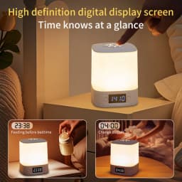 LED Night Lamp Rechargeable Table Lamp Clock Display Soft Sleeping Lamp Touch Switch Bedside Lamp for Bedroom Decor