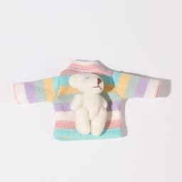 OB11 1/12 BJD GSC Rainbow Striped Doll Sweater With 3D Bear Rabbit Doll Pendant Doll Knit Top Doll Clothes Accessories Gift