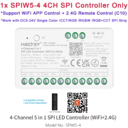 Miboxer SPIW5-4 5 in 1 SPI LED Controller WiFi+2.4G RF Remote Control 4-Channel SPI-WL4 ESP32 WLED Pixel Strip Signal Amplifier
