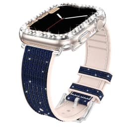 Case+silicone Leather Strap For Apple watch band 41mm 45mm 40mm 44mm 38mm 42mm 44 Bling bracelet iWatch serie 3 4 5 6 se 7 strap
