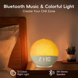 Sunrise Alarm Clock White Noise Sound Machine Wake Up Light 30 Sleep Sounds Bluetooth Speaker Night Light for Bedroom Ideal Gift