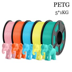 JAYO Filaments PETG 5 Rolls Mixed Colors 3D Printer Filament 1.75mm 100% No Bubble FDM 3D Printer Materials DIY Gift 1.1KG/1 Rol