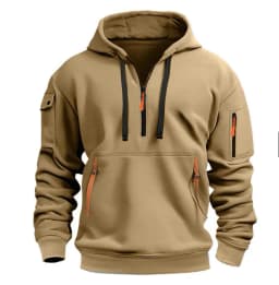 Autumn Winter Men's Hooded Hoodies Solid Long Sleeve Multi-pocket Zipper Pullover Sports Sweatshirt Harajuku Casual Streetwear