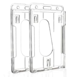 Transparent Double Cards Slots ID Tag Badge Holder with Badge Reel 2 Cards Storage Organizer Employee Pass Work Card Case Sleeve