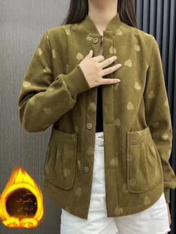 Autumn Winter Fleece Lined Baseball Jacket Loose Slimming Fashionable Versatile Women's Cotton Jacket Korean Style Commute
