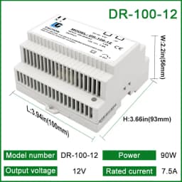 LCTC DR-15/60/100 Switching Power Supply 5V 12V 24V DIN Rail Power Supply Industrial Transformer Small Volume 4.2A 6.5A 7.5A