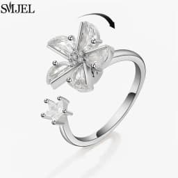 Korean Fashion Daisy Spinner Fidget Ring Multiple Style Sunflower Rose Snowflake Rotate Freely Anti Stress Anxiety Rings Wedding