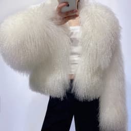 YOLOAgain 2025 Autumn Winter Warm Turn-Down Collar Real Mongolia Sheep Fur Jacket Coat Women Short Black Sheep Fur Jacket Female