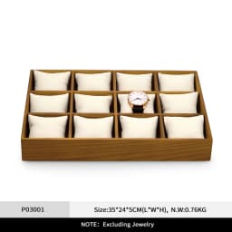 Oirlv New Retro Solid Wood 12 Grids Jewelry Display Tray Watch Bangle Organizer with Microfiber Jewelry Shops Display Props