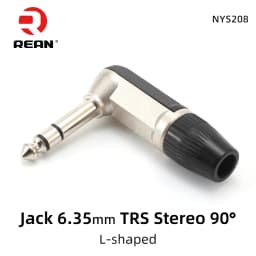 Neutrik's REAN Jack 6.35 TS TRS 90 ° L-shaped Right Angle Plug Stereo / Mono 2 3 Pole 6.5 1/4 Microphone Guitar Audio NYS207 208