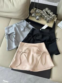 Bow Lace-up Satin Y2k Mini Skirts Women Pink Korean Style A-Line Skirts Summer 2026 High Waist Sexy Slim Sweet Short Skirts New