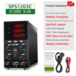 Professional Battery Charging Lab DC Power Supply 30V 60V 120V Adjustable Laboratory OCP OUTPUT 12V 10A Electric Vehicle Charger