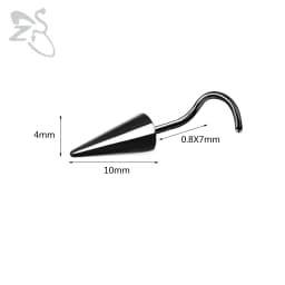 ZS 1 Piece 20G Stainelss Steel Long Spike Nose Stud Men Women Black L/I/S Shapes Nose Piercings Cone Nostril Piercings 6/8/10MM