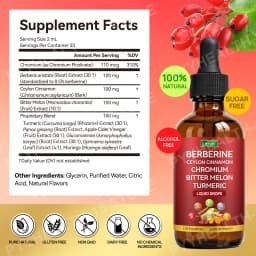 Lenm Berberine Liquid Drops with Ceylon Cinnamon Chromium Bitter Melon Turmeric for Metabolic Wellness Support 60ml 30 Servings