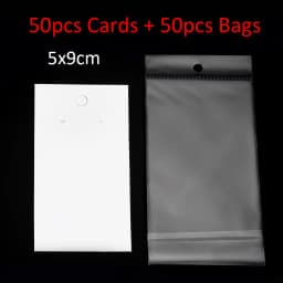 Earring Cards with Bags 50pcs Earring Display Cards 50pcs Self-Seal Bags Kraft Paper Tags Necklace Display Cards for DIY Jewelry