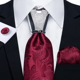 DiBanGu Business Plaid Black Solid Luxury Elegant Silk Ties for Men Designer Tie Buckle Handkerchief Cufflinks Wedding Accessory