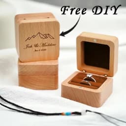 Personalized Natural Wood Ring Box Jewelry Ring Proposal Engagement Wedding Organizer Golden Marriage Lover Anniversary Gift
